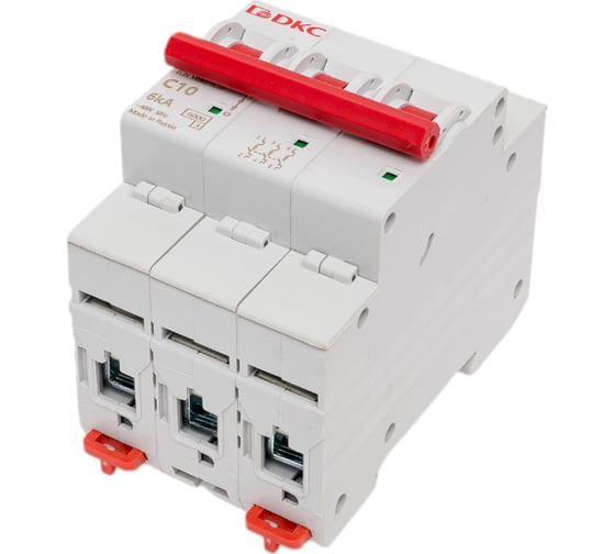 Изображение товара Автоматический модульный выключатель DKC YON MD63 3P 10А C 6kA MD63-3C10-6