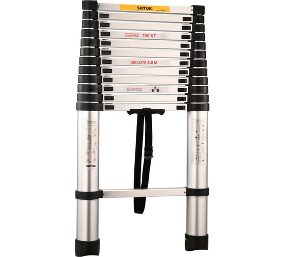 Изображение товара Телескопическая лестница SHTOK 3.8м 20014