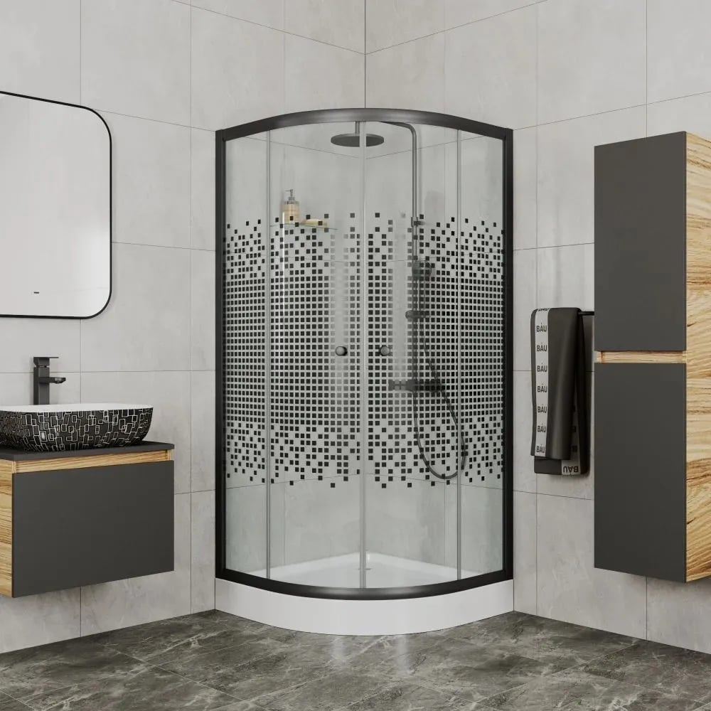 Изображение товара Душевой уголок Bauedge BAU Dream TY0045 1000x1000 мм с черной мозаикой и поддоном