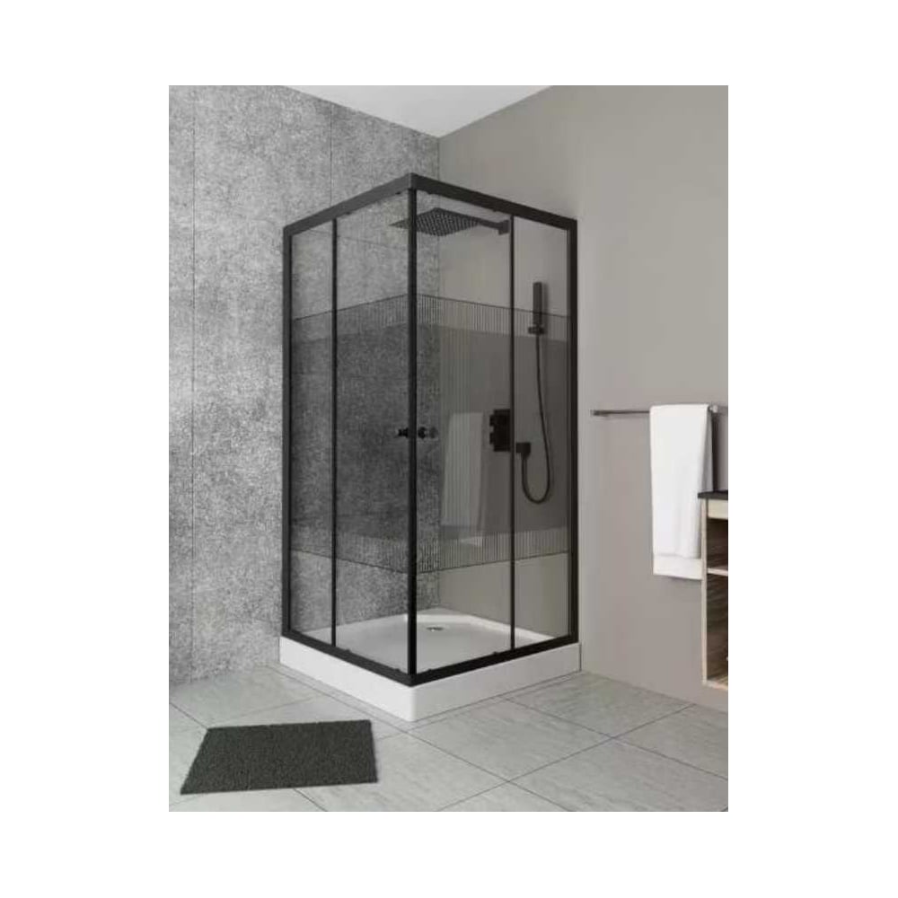 Изображение товара Душевой уголок Bauedge BAU Stil pattern квадратный, 100х100х195, с поддоном 12,5 см, закаленное стекло TY0051