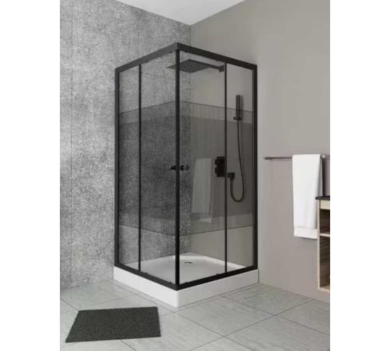 Изображение товара Душевой уголок Bauedge BAU Stil pattern квадратный, 100х100х195, с поддоном 12,5 см, закаленное стекло TY0051
