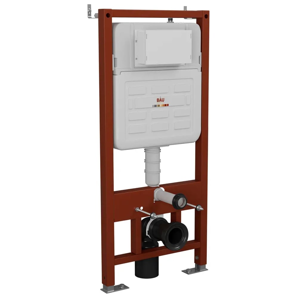 Изображение товара Комплект Bauedge BAU 6 в 1: усиленная инсталляция BAU IDEAL, унитаз подвесной безободковый Bau Dream 53, сиденье дюропласт микролифт, клавиша BAU Round, белый/хром E458103-BL0002-E00116