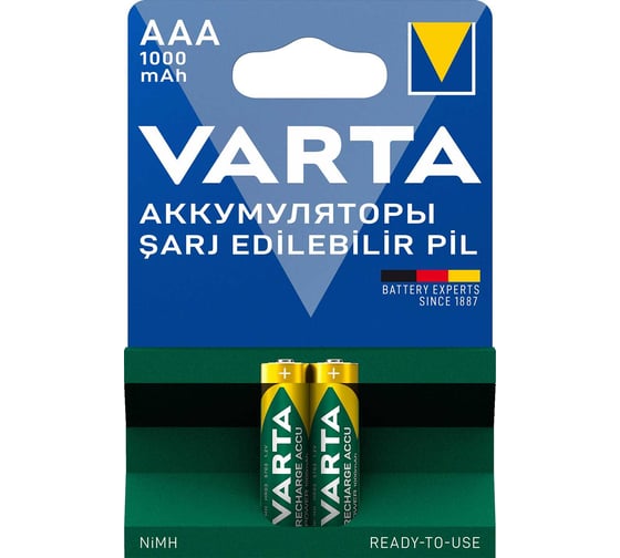 Изображение товара Аккумуляторы Varta Recharge Accu Power AAA 1000mAh BL2 05703301402 RPL00341