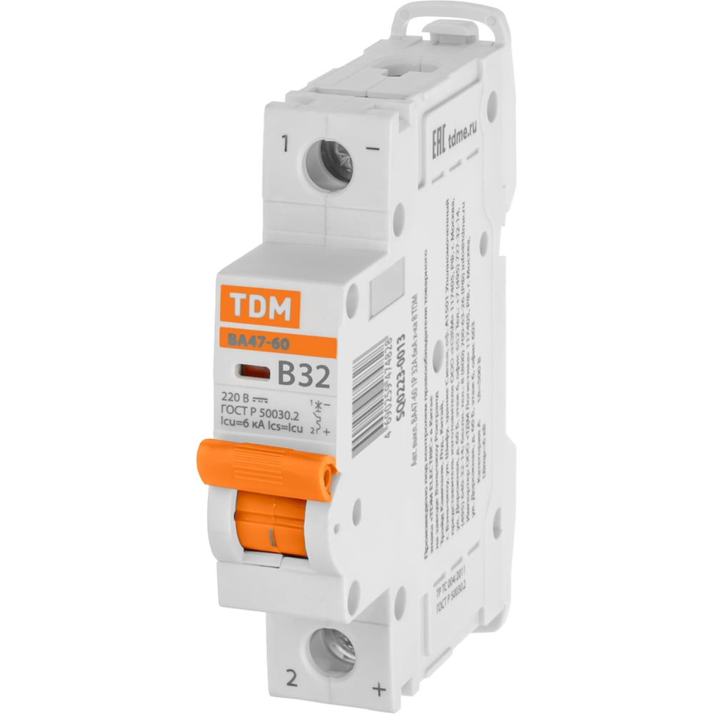 Изображение товара Автоматический выключатель ВА47-60 1Р 32А 6кА TDM ELECTRIC