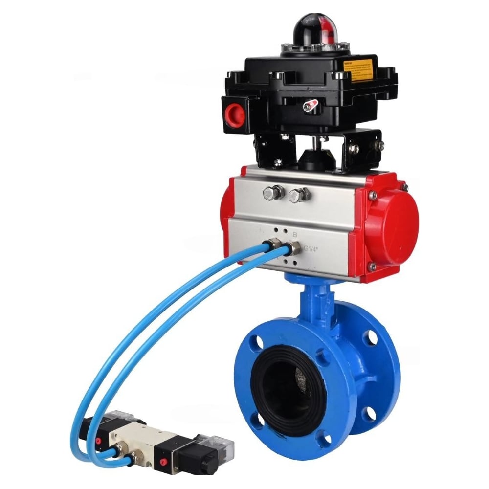 Изображение товара Затвор дисковый DN.ru GGG40-GGG40-EPDM-2W-H Ду80 Ру16 фланц., пневмопривод