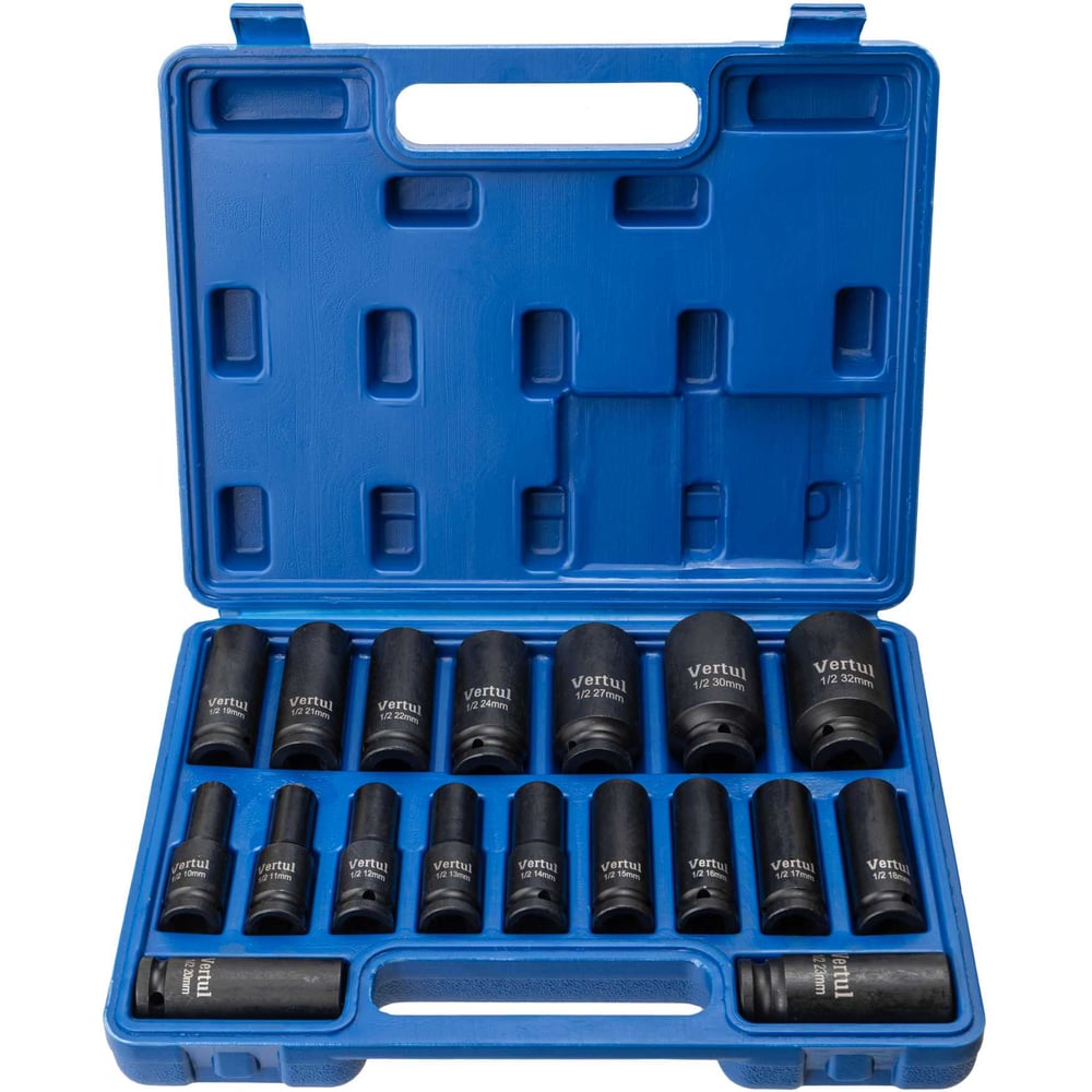 Изображение товара Набор ударных головок VERTUL удлиненных 1/2 18 предметов 10-32 мм VR84218