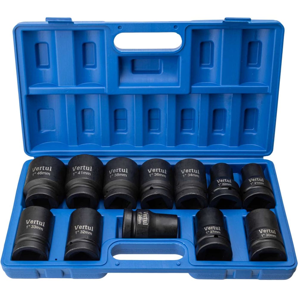 Изображение товара Набор ударных головок VERTUL глубоких 1 12 предметов 21-46 мм VR84912