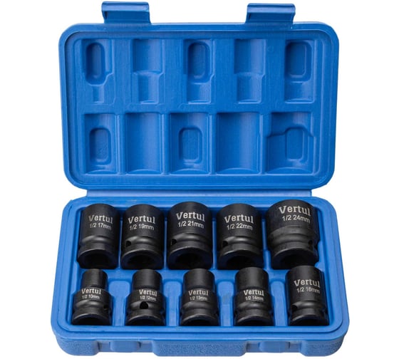 Изображение товара Набор ударных головок VERTUL 1/2 10 предметов 10-24 мм VR83010