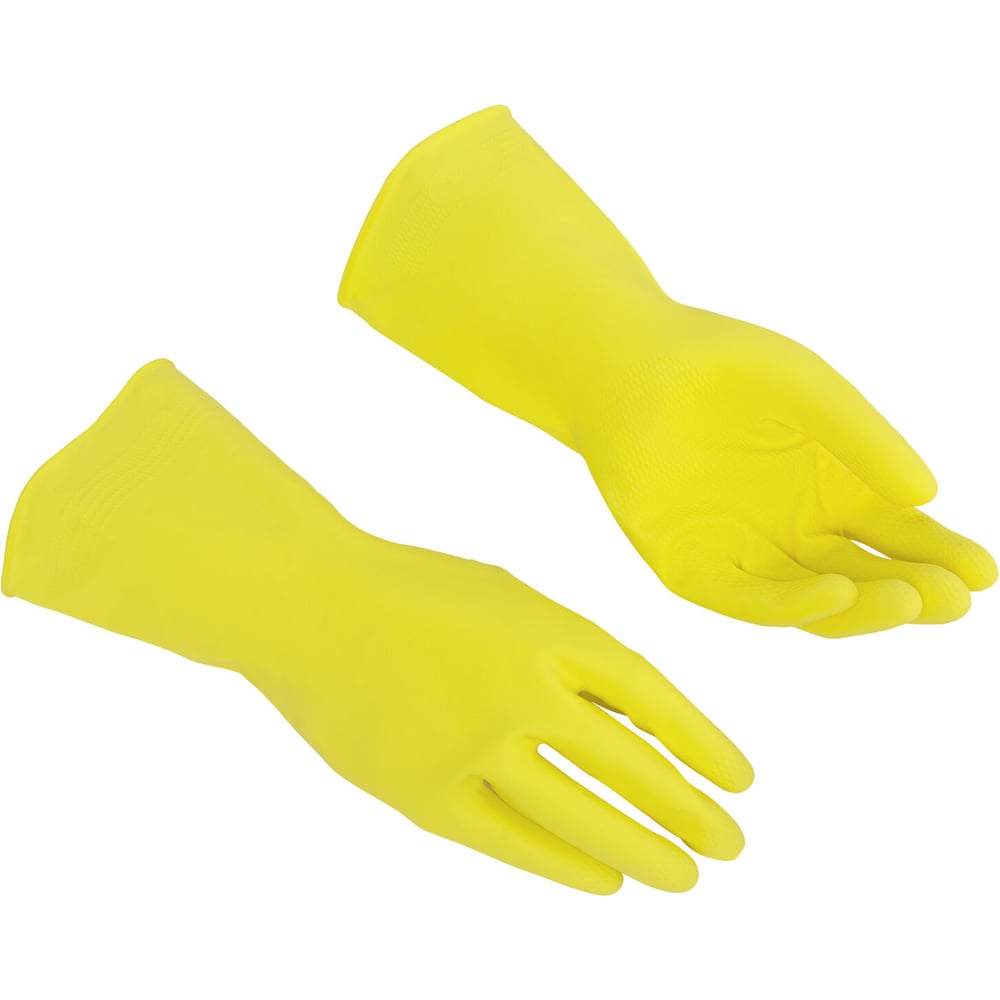 Изображение товара Перчатки многоцелевые латексные VILEDA многоразовые х/б напыл прочные XL (оч.большой) желтый 174377 703599