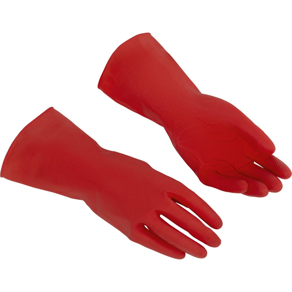 Изображение товара Перчатки многоцелевые латексные VILEDA многоразовые х/б напыление прочные L (большой) красный 174345 703594