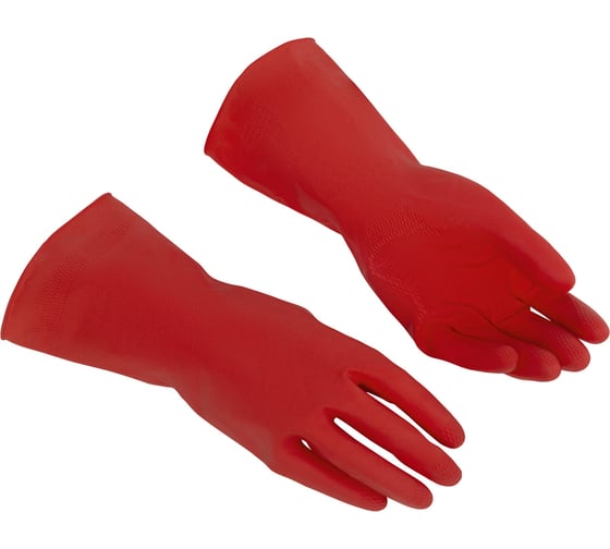Изображение товара Перчатки многоцелевые латексные VILEDA многоразовые х/б напыление прочные L (большой) красный 174345 703594