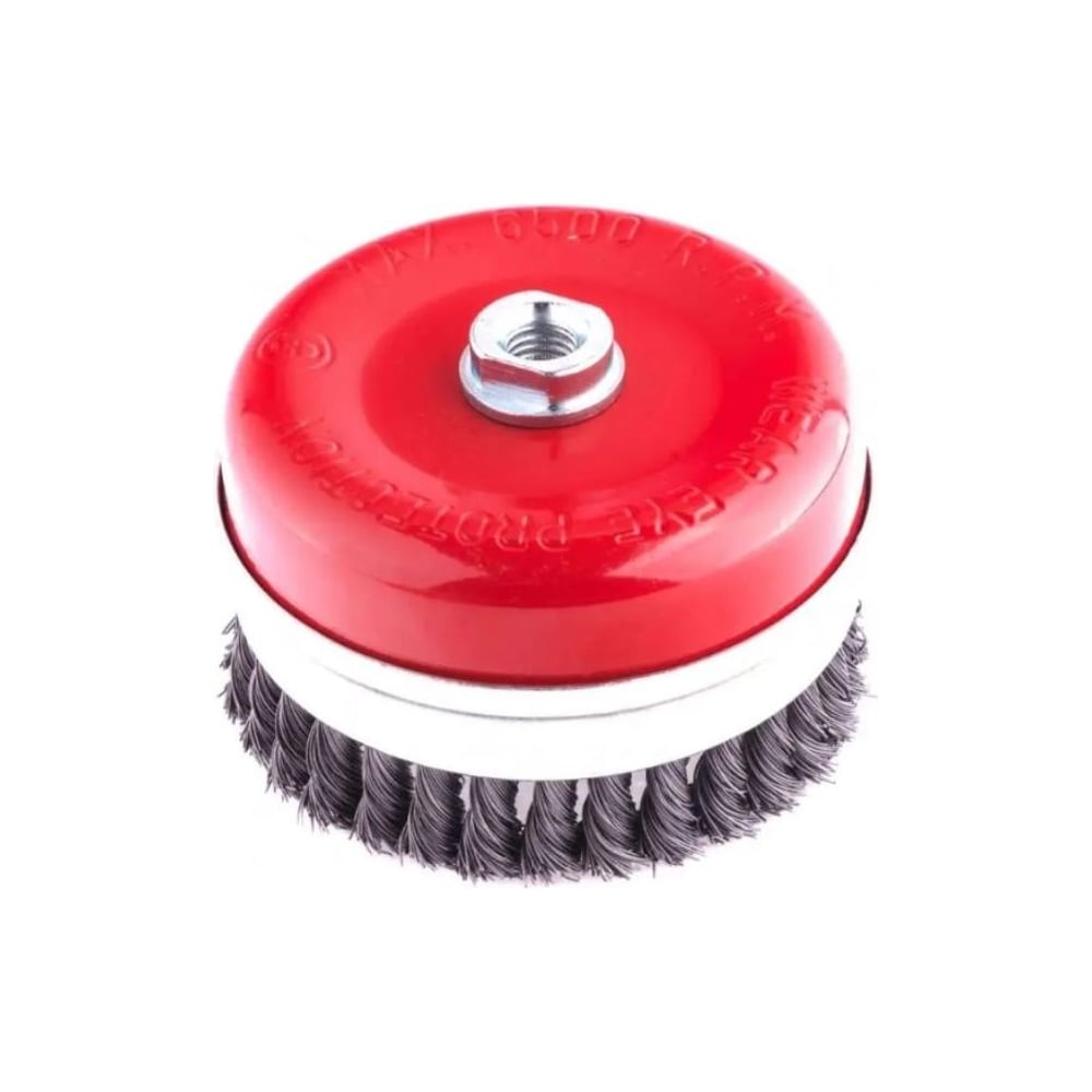 Изображение товара Щетка для УШМ SKYWER Heavy Duty (тип чашка) 100 _М14 (стальная крученая проволока 0,8 мм) SK-CBKHD100 Изображение товара Щетка для УШМ SKYWER Heavy Duty (тип чашка) 100 _М14 (стальная крученая проволока 0,8 мм) SK-CBKHD100