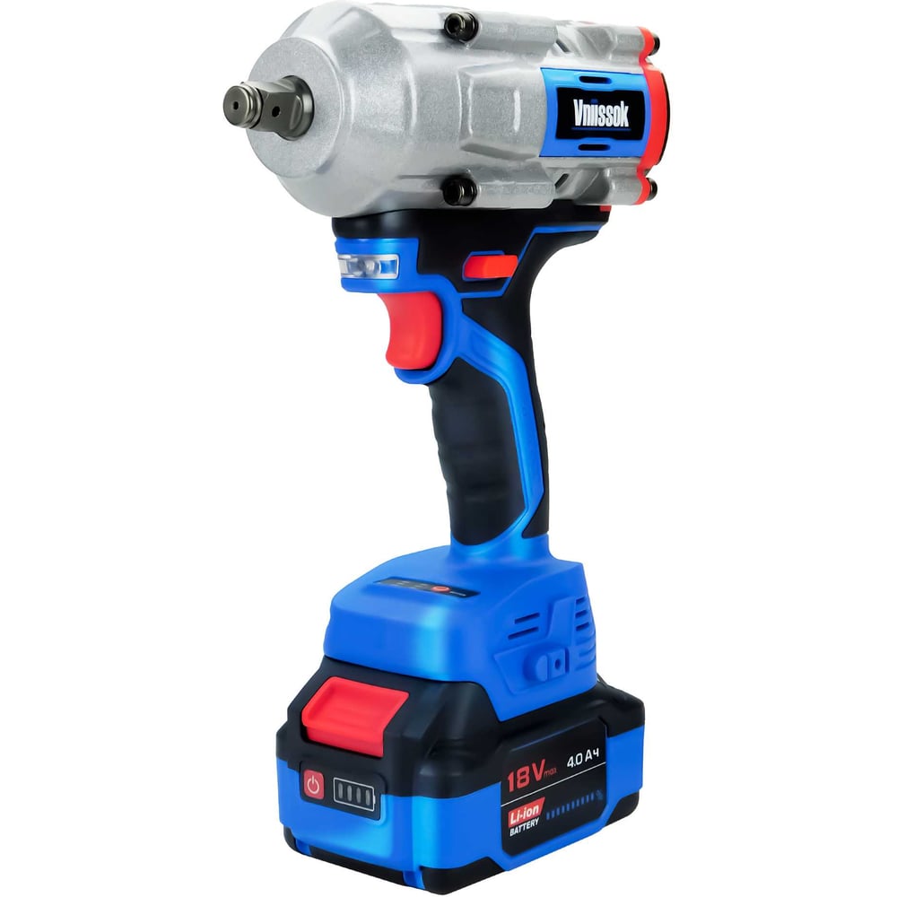 Изображение товара Аккумуляторный бесщеточный ударный гайковерт Vniissok V-1000N(18В, 1000Нм, Li-ion-2шт, 4.0Ач, набор насадки, З/У, в кейсе) V0047