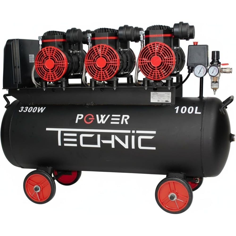 Изображение товара Компрессор POWER TECHNIC безмасляный малошумный с фильтром влагоотделителем ACL750/100