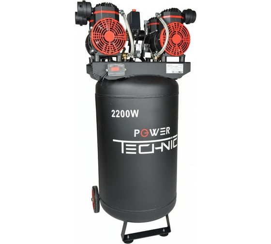Изображение товара Компрессор POWER TECHNIC безмасляный малошумный с фильтром влагоотделителем ACL480/080V