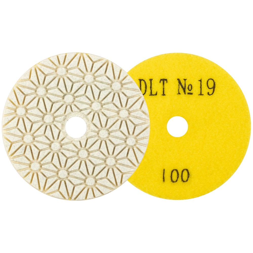 Изображение товара Круг алмазный гибкий шлифовальный DLT №19, O100мм, зернистость 100, для мокрой шлифовки АГШК 1951