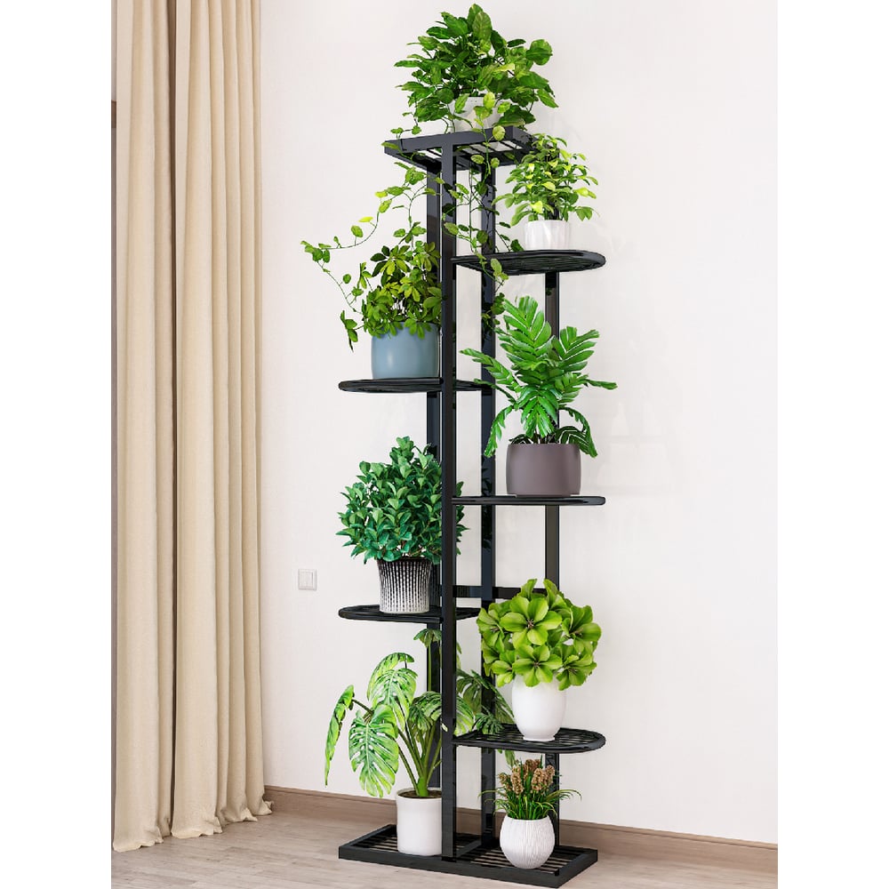 Изображение товара Напольная металлическая подставка для цветов GARDEN SHOW 8 ячеек, графит Изображение товара Напольная металлическая подставка для цветов GARDEN SHOW 8 ячеек, графит