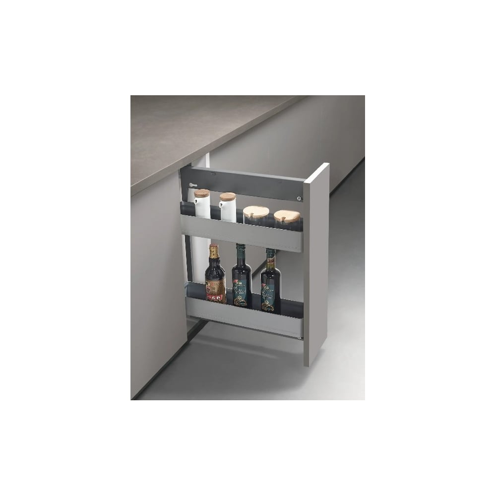 Изображение товара Бутылочница с боковым креплением Mebax Griza series, выдвижной фасад, 150 мм, серый, правая 31521500 00-00003530