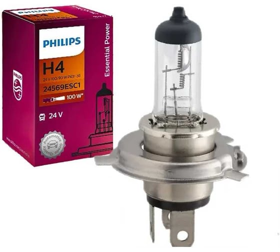 Изображение товара Лампа PHILIPS H4 100/90W (P43t) 24v Essential Power 24569ESC1