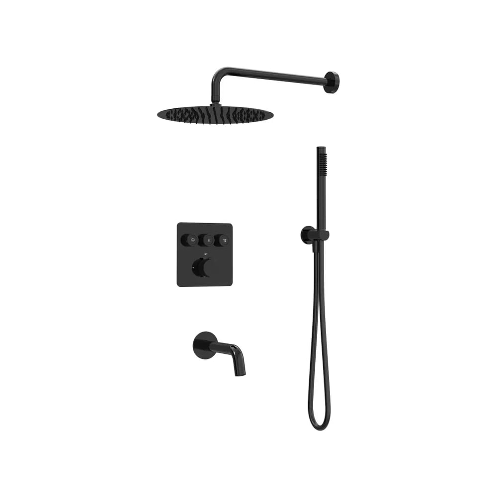 Изображение товара Душевая система скрытого монтажа для ванны и душа  Tissage  на 3 потока (комплект с монтажным блоком), Черный глянец Milleau TERMO 3SBIT/801-GB