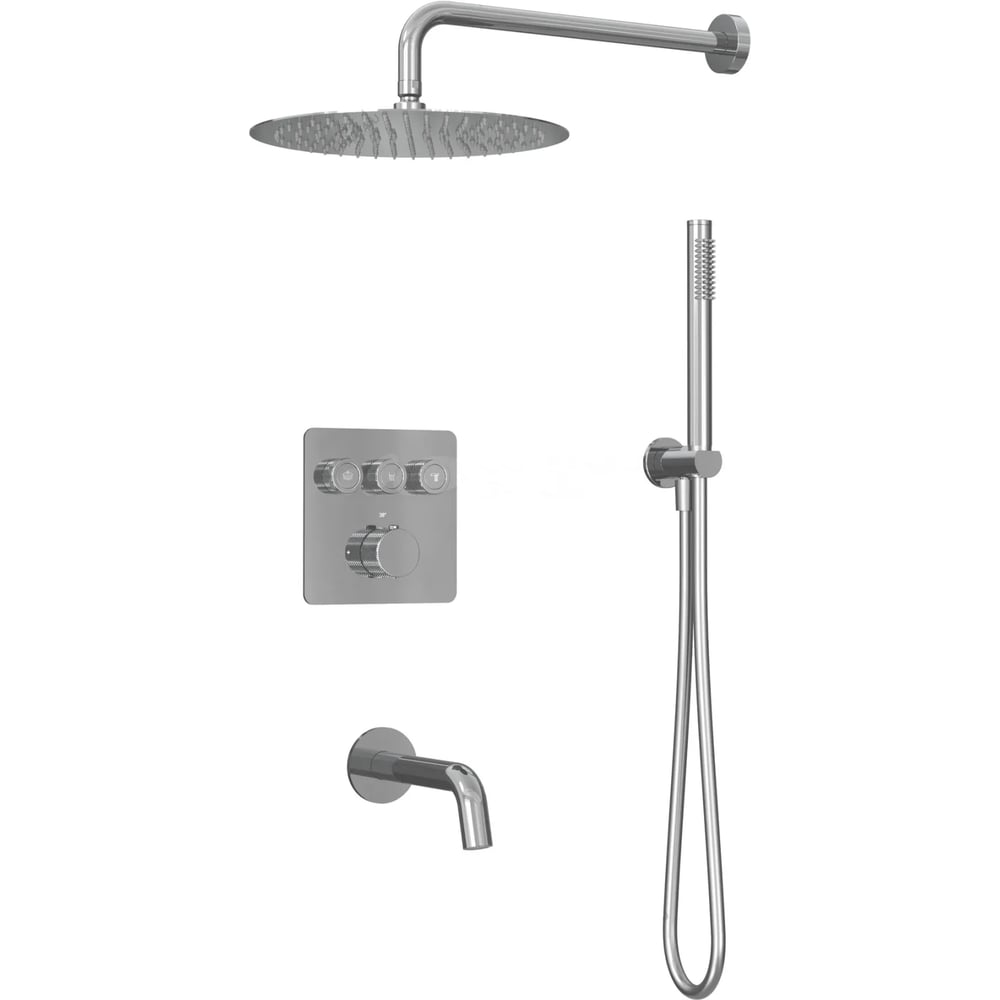 Изображение товара Душевая система скрытого монтажа для ванны и душа  Tissage  на 3 потока (комплект с монтажным блоком), хром Milleau TERMO 3SBIT/801-CR