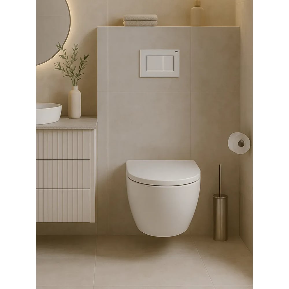 Изображение товара Унитаз подвесной безободковый торнадо Bauedge Bau Hotel, быстросъёмное сиденье микролифт, BH0001-HQ5