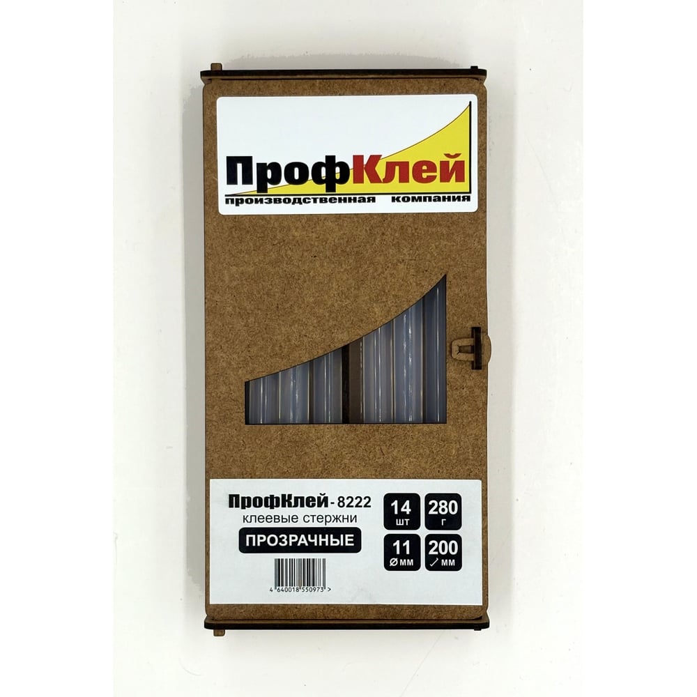 Изображение товара Клеевые стержни ПрофКлей 8222 прозрачные, 11х200 мм, 14 шт, 280 г RU.8222.T