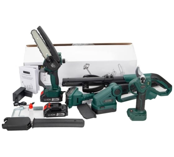 Изображение товара Набор аккумуляторного инструмента Zitrek (ZKCP20V, ZKGS20, GreenSaw 20-150, штанга 180 см), 4-в-1, 2x2,0 А·ч 083-2062