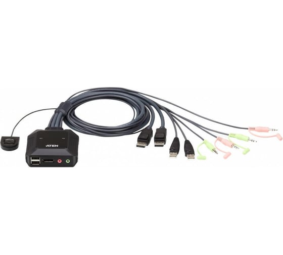Изображение товара Переключатель KVM ATEN 2-портовый, USB, DisplayPort, кабельный с пультом удаленного переключения порта CS22DP-AT