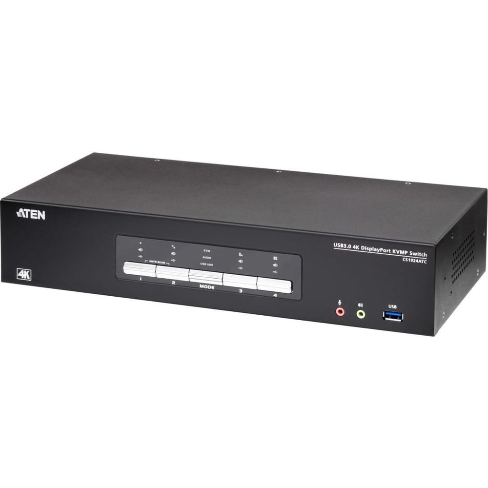 Изображение товара Переключатель KVM ATEN 4-портовый USB 3.0 4K DisplayPort для УВД CS1924ATC-AT-G