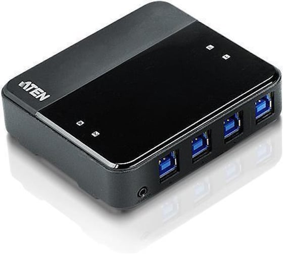 Изображение товара Переключатель KVM ATEN switch, USB, 4 4 устройства/порта/port+клавитаура+мышь, 4 USB A Female/4 B Female, со шнурами A-B 2х1.2м.+2х1.8м. для US434-AT
