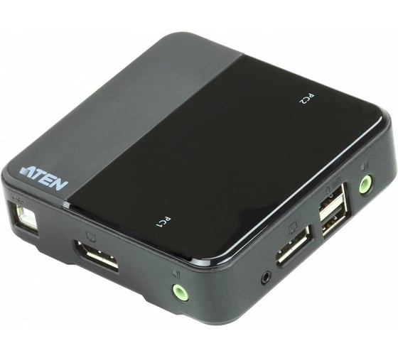 Изображение товара Переключатель KVM ATEN switch, электронный, DisplayPort+KBD+MOUSE+AUDIO, 1 2 компьютера/блока/порта/port USB, со шнурами USB/AUDIO 2x1.8м CS782DP-AT