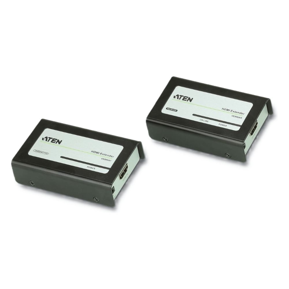Изображение товара Удлинитель ATEN HDMI, М, 60 м, HDMI+2xRJ45, F, без шнуров, 2xБП 220 5V, (по витой паре;до 1920x1200 60Hz;HDTV 480p/720p/1080i/1080p;подде VE800A-AT-G