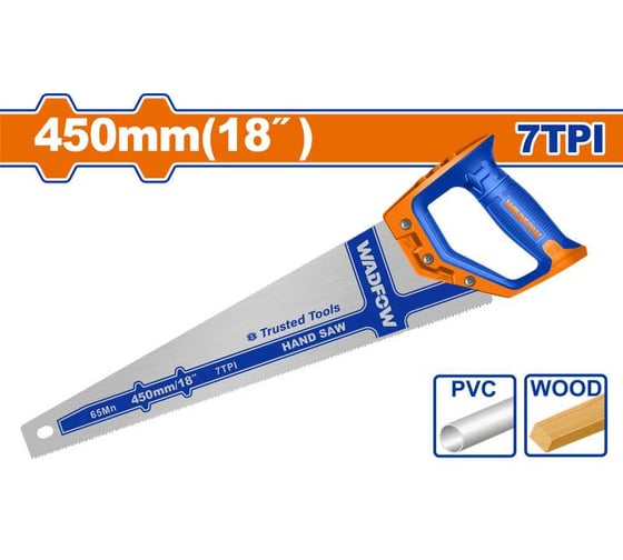 Изображение товара Ножовка по дереву WADFOW 450 мм 7TPI 6/24 WHW1118