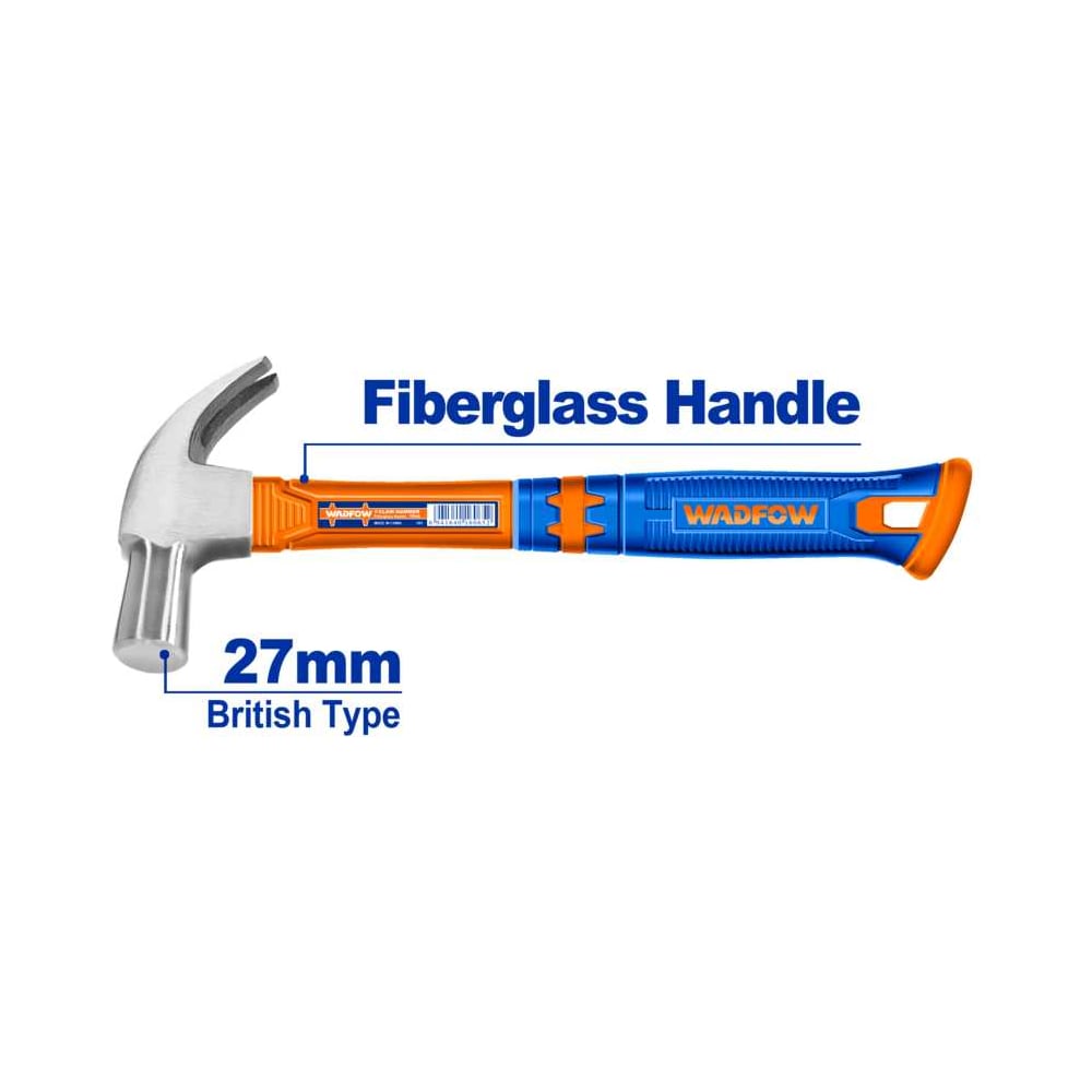 Изображение товара Молоток-гвоздодер WADFOW 27мм для столярных работ и демонтажа