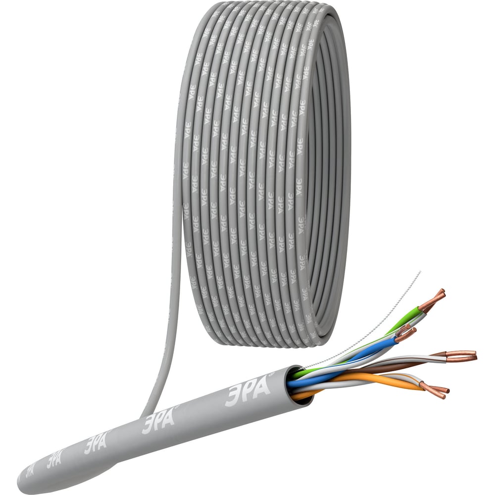 Изображение товара Кабель витая пара ЭРА U/UTP 4x2x24 AWG Cat5e CU LSZH нг(А)-HF серый 305м Б0071347 Изображение товара Кабель витая пара ЭРА U/UTP 4x2x24 AWG Cat5e CU LSZH нг(А)-HF серый 305м Б0071347