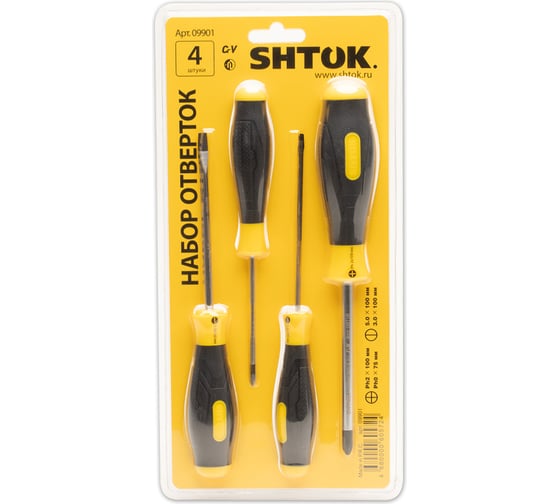Изображение товара Набор отверток SHTOK 4 шт. блистер 09901