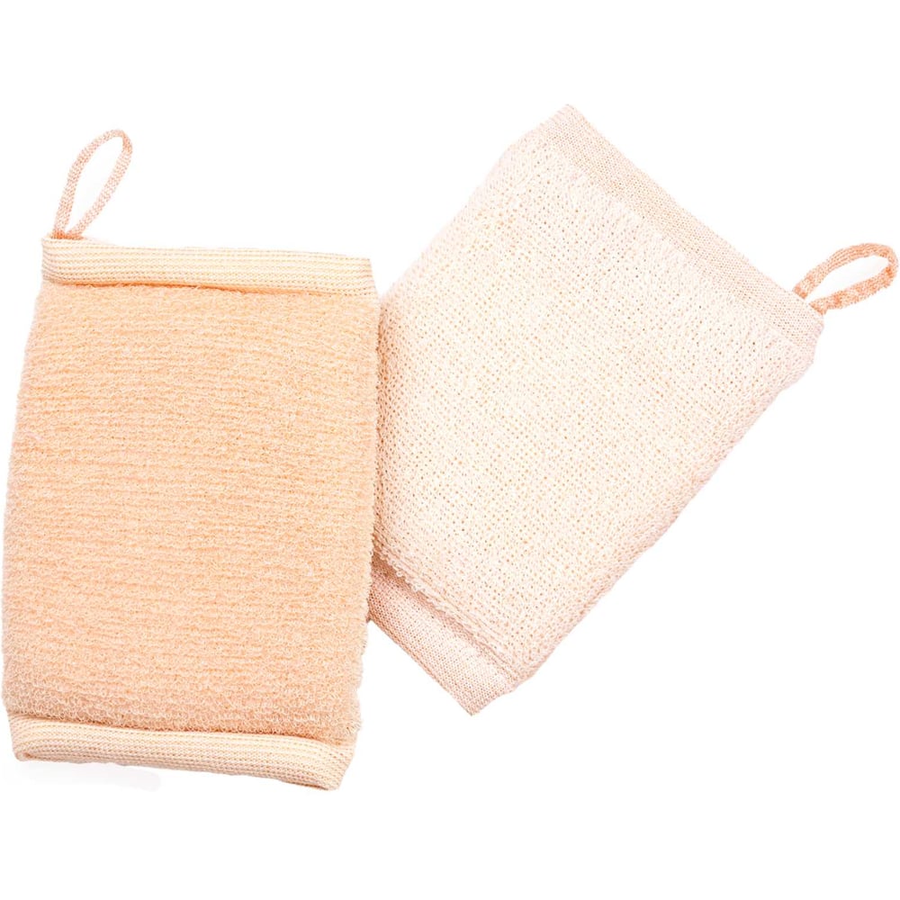 Изображение товара Мочалка-брикет двусторонний VIVAL из хлопковой и массажной нити, бежевая 47351