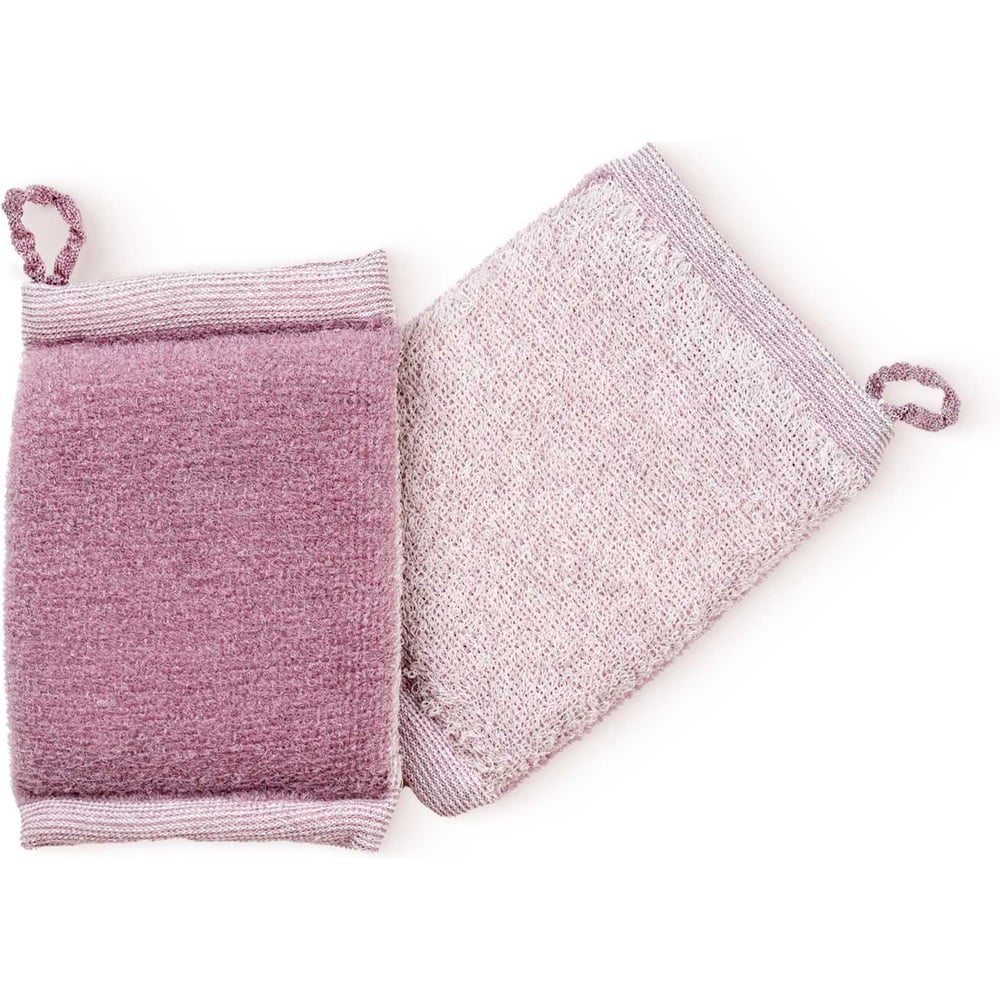 Изображение товара Мочалка-брикет двусторонний VIVAL из хлопковой и массажной нити, сиреневая 47368