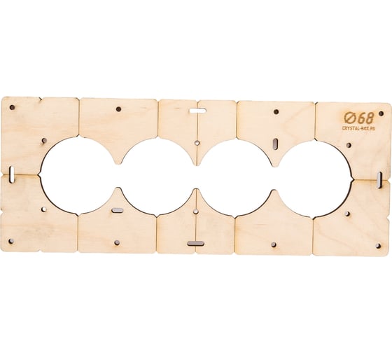 Изображение товара Шаблон для сверления подрозетников на 4 отверстия диаметром 68 мм, толщина фанеры 8 мм РОТОР 4shablon68