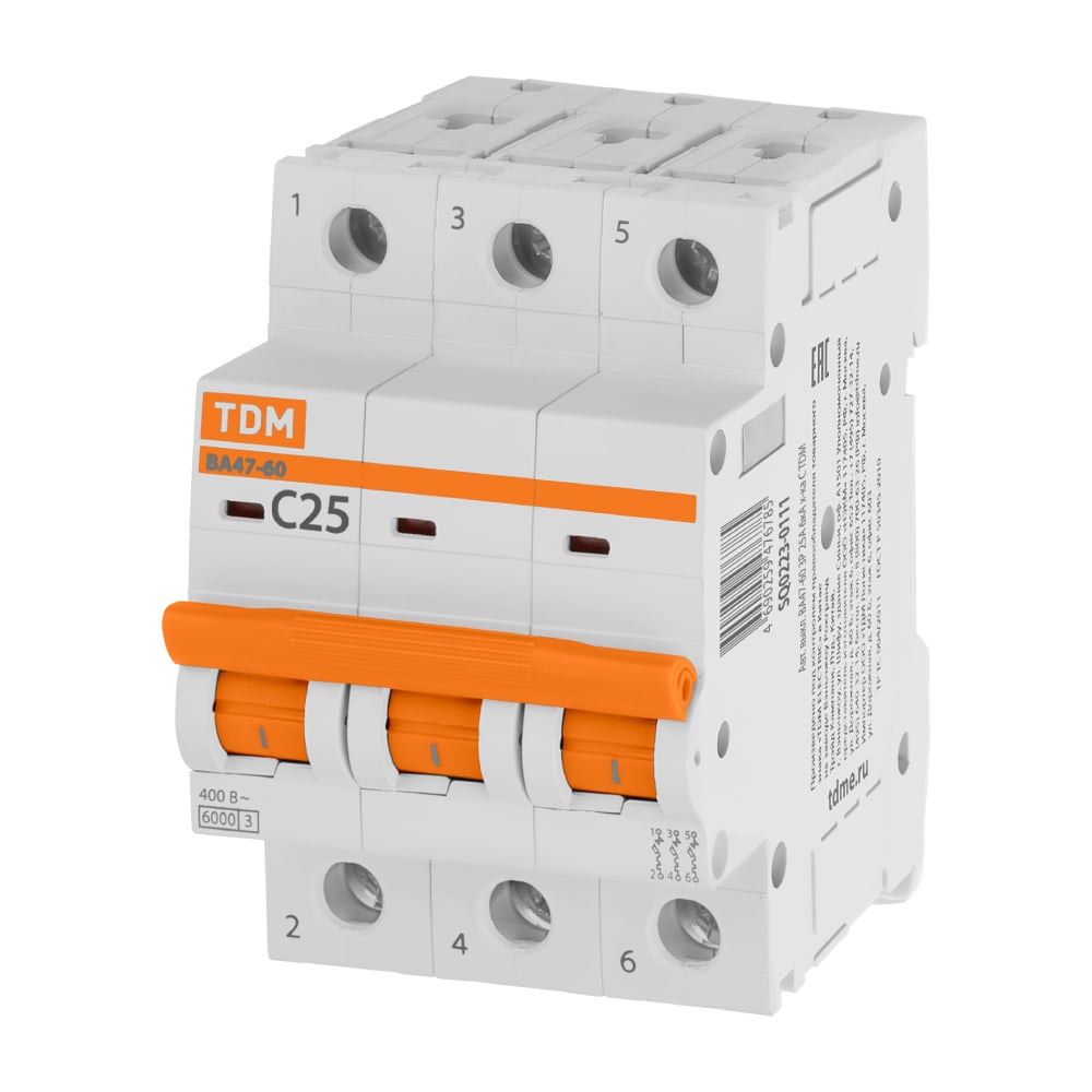 Изображение товара Автоматический выключатель TDM ELECTRIC ВА47-125 1Р 125А 15кА х-ка D SQ0223-0111