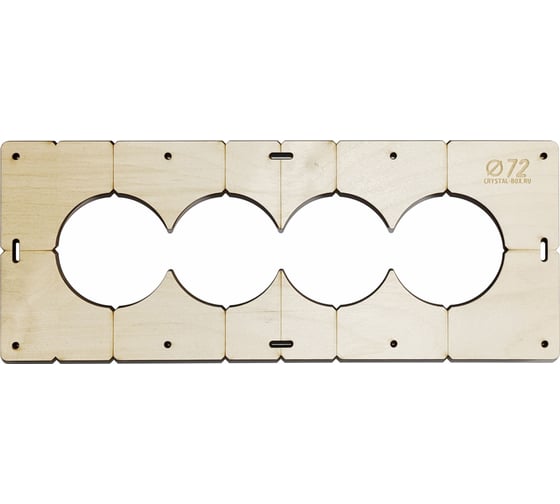 Изображение товара Шаблон для сверления подрозетников на 4 отверстия диаметром 72 мм, толщина фанеры 8 мм РОТОР 4shablon72