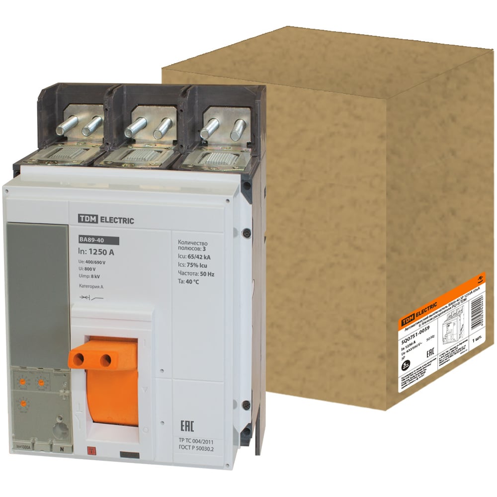 Изображение товара Автоматический выключатель TDM ELECTRIC ВА89-40 1250А 65кА
