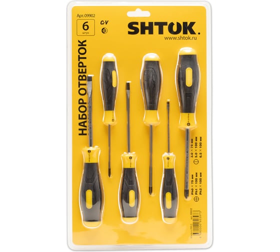 Изображение товара Набор отверток SHTOK 6 шт. блистер 09902