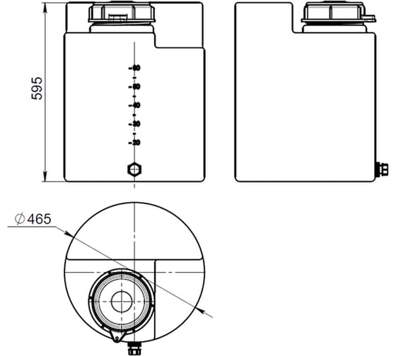 Изображение товара Дозировочный контейнер АНИОН 60л с крышкой и заглушкой ДК60КЗ