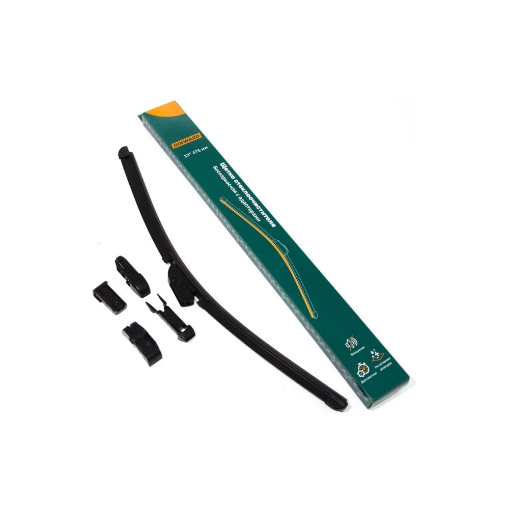 Изображение товара Щетка стеклоочистителя бескаркасная DINWARD 475 мм (19) (5 адаптеров) 746604v