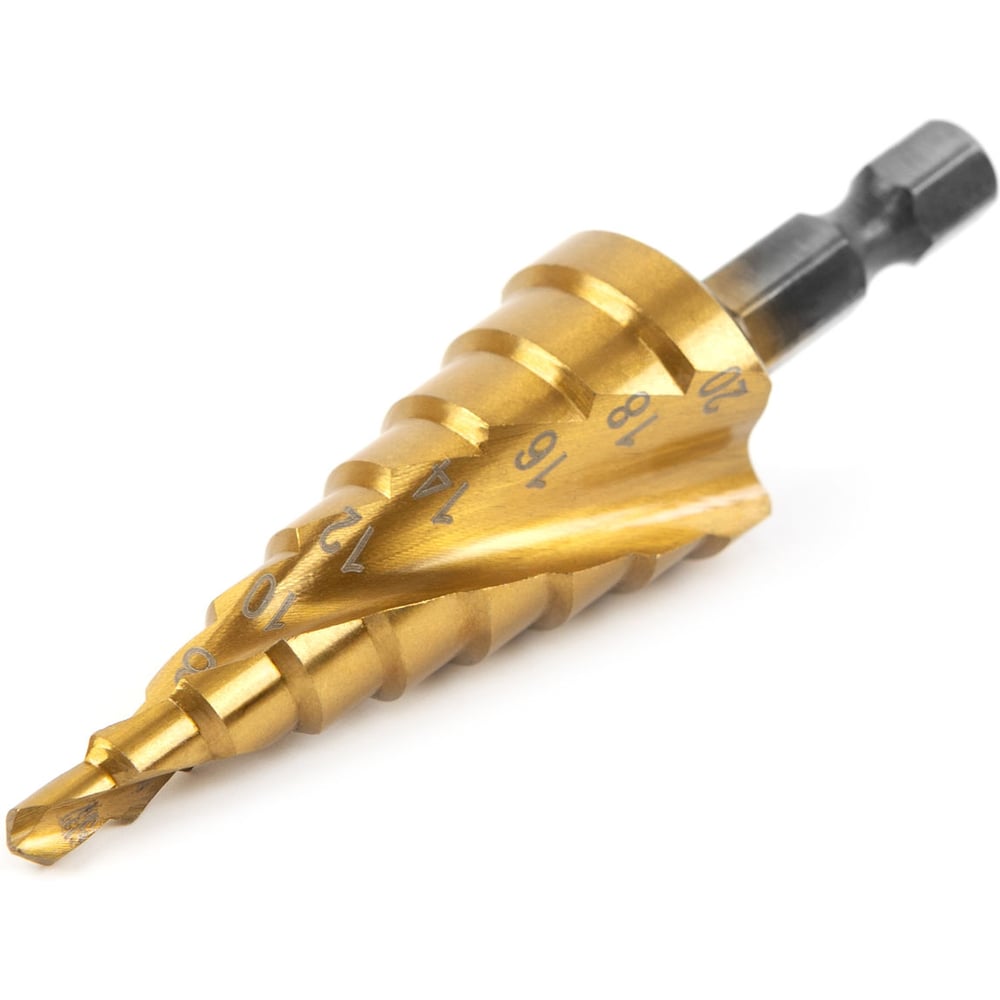 Изображение товара Сверло ступенчатое винтовое HORTZ 4-20 ст.9 (dхв=6,35 Р6М5К5) (4,6,8,10,12,14,16,18,20) 1188112