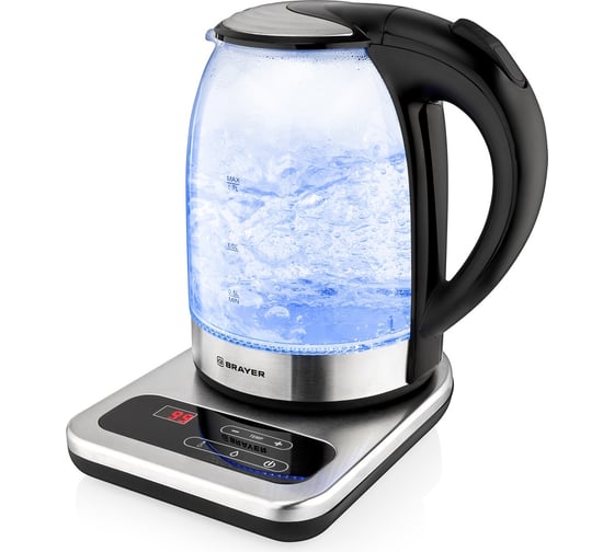 Изображение товара Электрический стеклянный чайник BRAYER 2200 Вт, 1.7 л BR1003