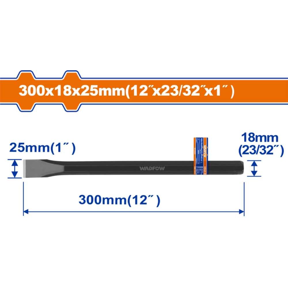 Изображение товара Зубило WadFow 25х18х300 мм для бетона и камня профессиональное