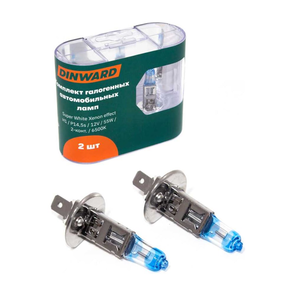 Изображение товара Лампа DINWARD H1 12 V 55 (P14,5s) Super White голубая 6500К Xenon effect в боксе (к-т=2шт) 746204v